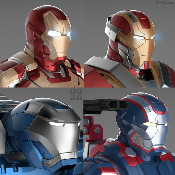 Iron Man 3 Suits - Mark 42 Tony Stark Armor & Patriot Armor & Mark 17 Heartbreaker Armor & Mark 38 Igor Armor