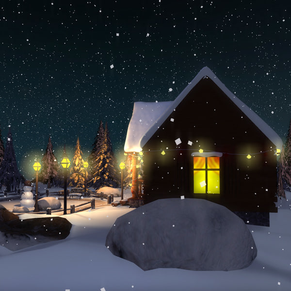 3d complete scene christmas house model