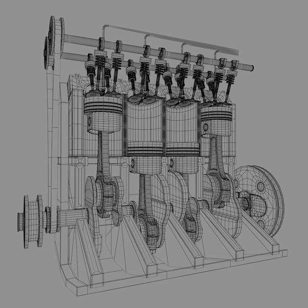 3d cylinder engine cuts model