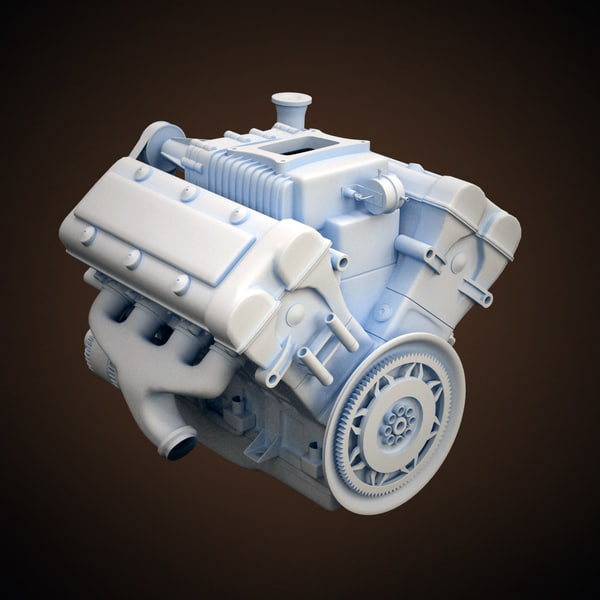 3d modern v8 engine supercharger