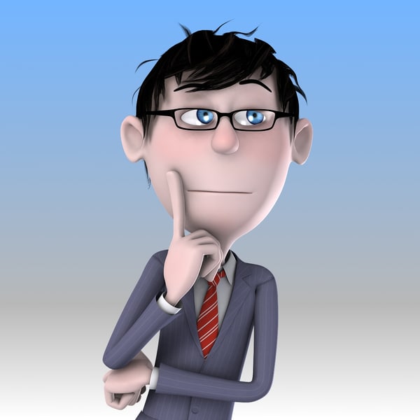 3d model of rigged cartoon clever guy