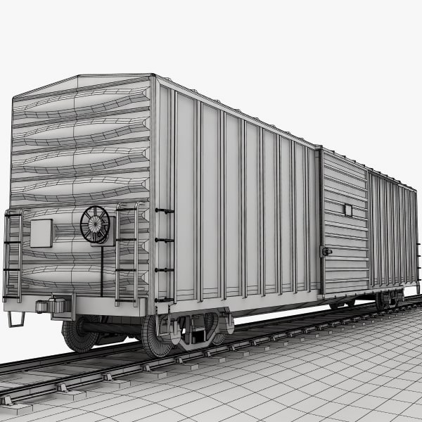 3d freight train boxcar