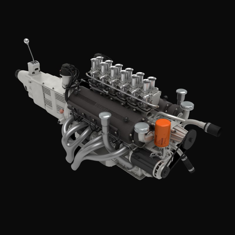 3d ferrari v12 engine gearbox model