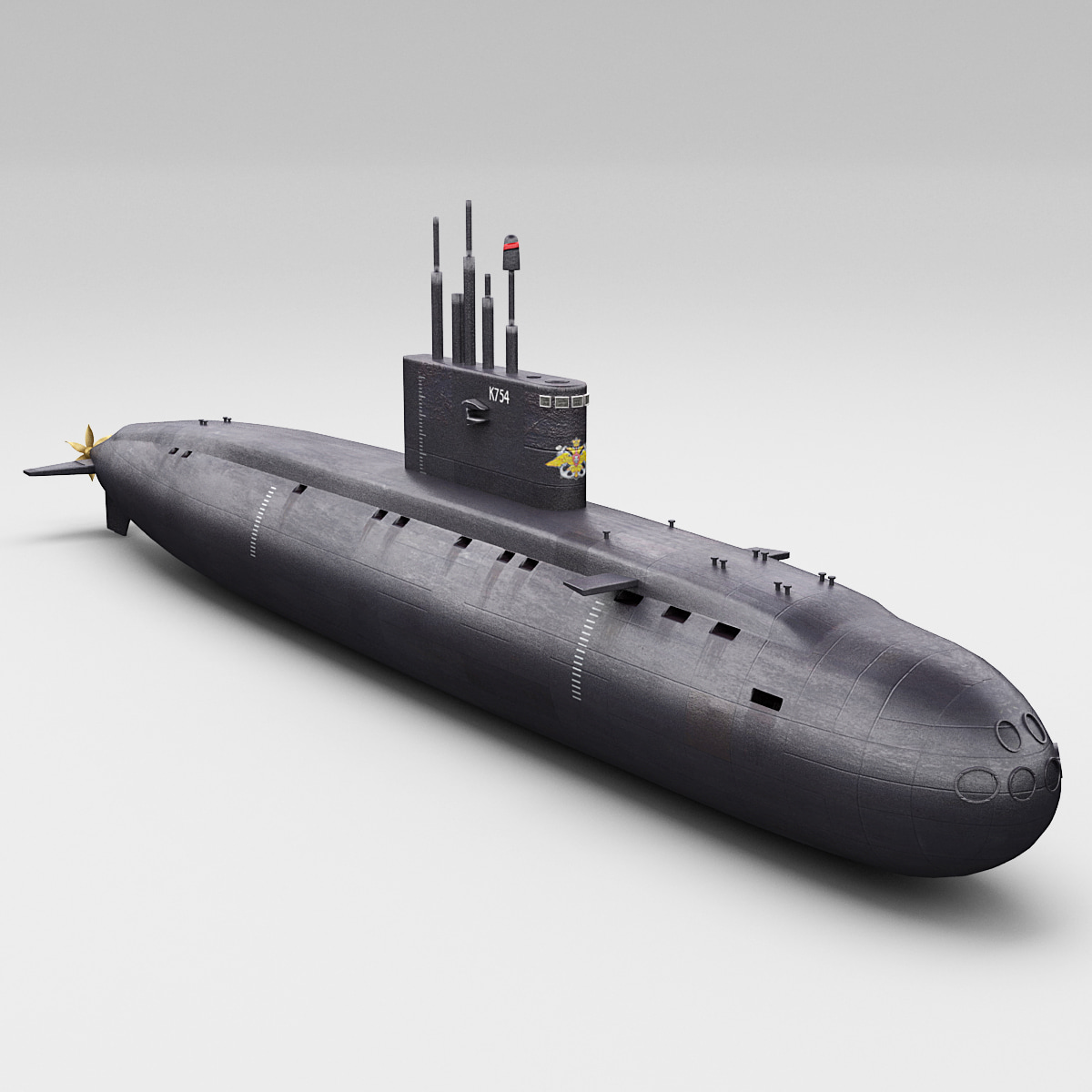 russian kilo class submarine 3d model