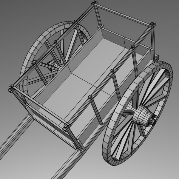 red river cart 3d model