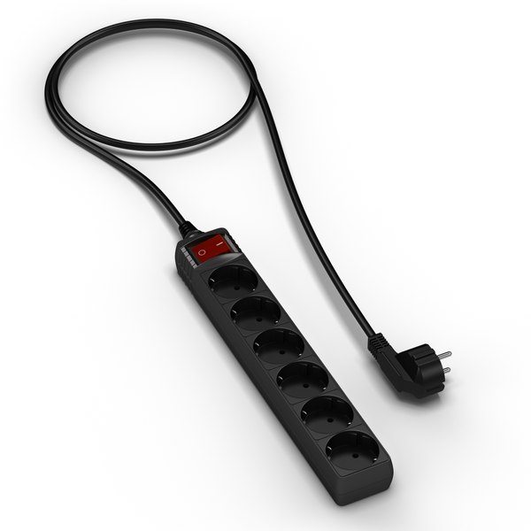 3d european power strip plug model