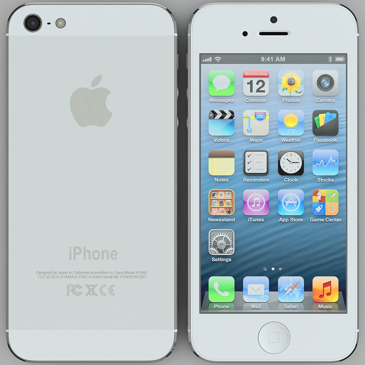 white iphone 5 cellphone 3d max