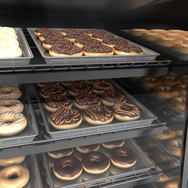 3d bakery case doughnuts bagels