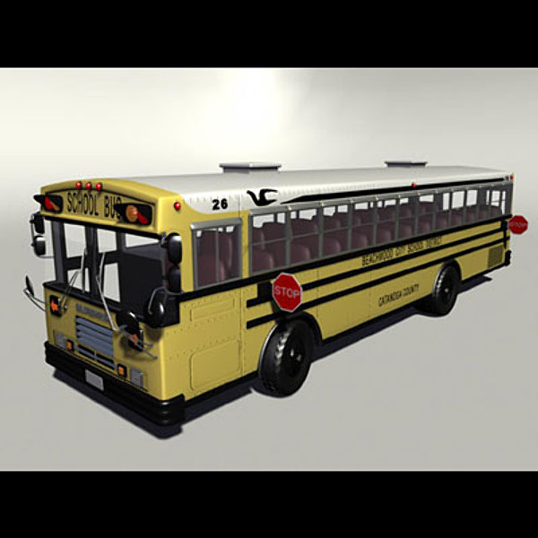 blue bird school bus 3d model