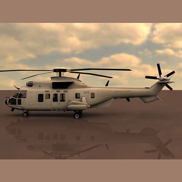eurocopter super puma helicopter 3d model