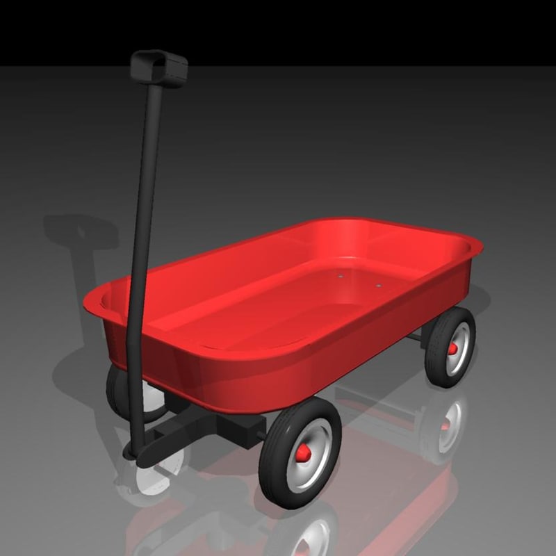 red toy wagon 3d model