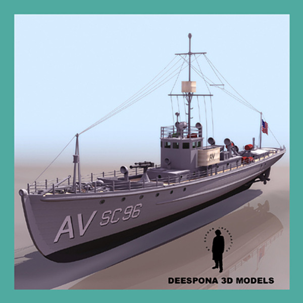 3d model anti submarine chaser ship navy