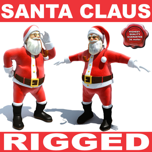 Santa Claus Saint Nicholas Father Xmas X-mas Christmas holiday New Year winter Character Human People rigged rig animate animation 3d model max