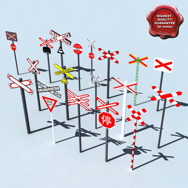 railroad signs 3d model