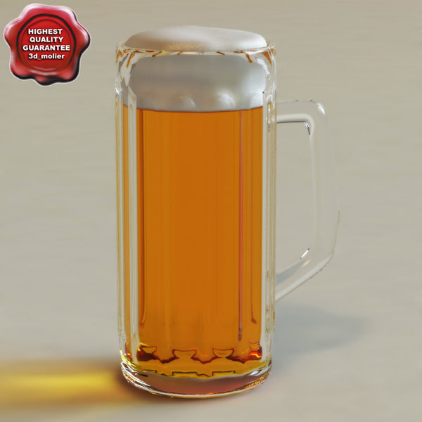 beer mug glass cup bar drink alcohol party food beverage becks bottle bavarian pint foam 3d model max vray