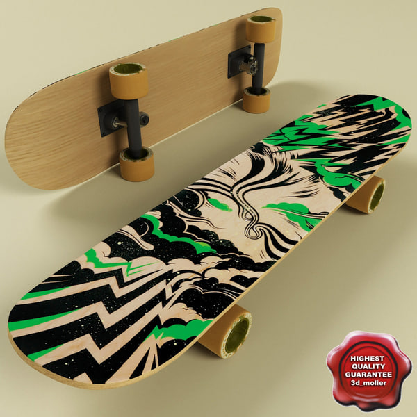 skate board skateboard axle wheel street fun young graffit sport deck skating games grip tape 3d model max vray 3ds