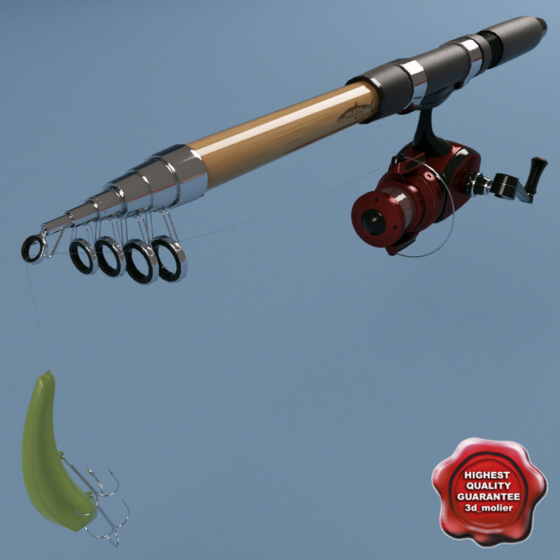 telescope fishing rod 3d model