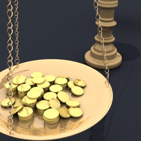 balance scales gold coins 3d max