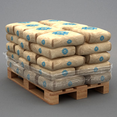 3d model pallet cement bags