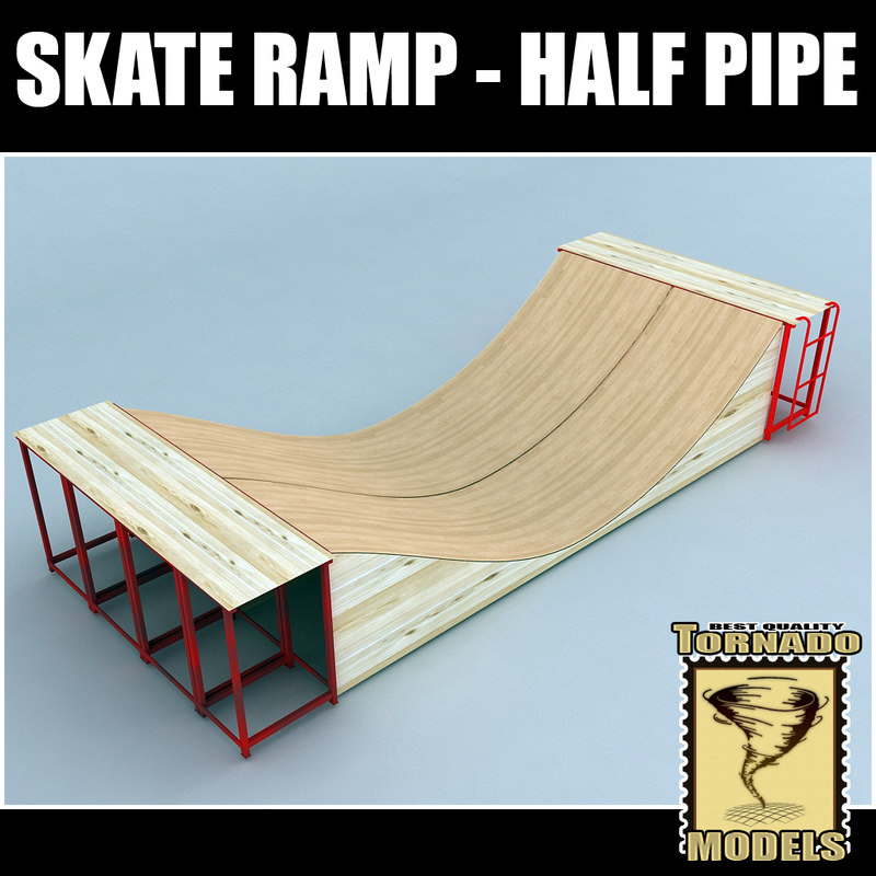 3d model skate ramp half pipe