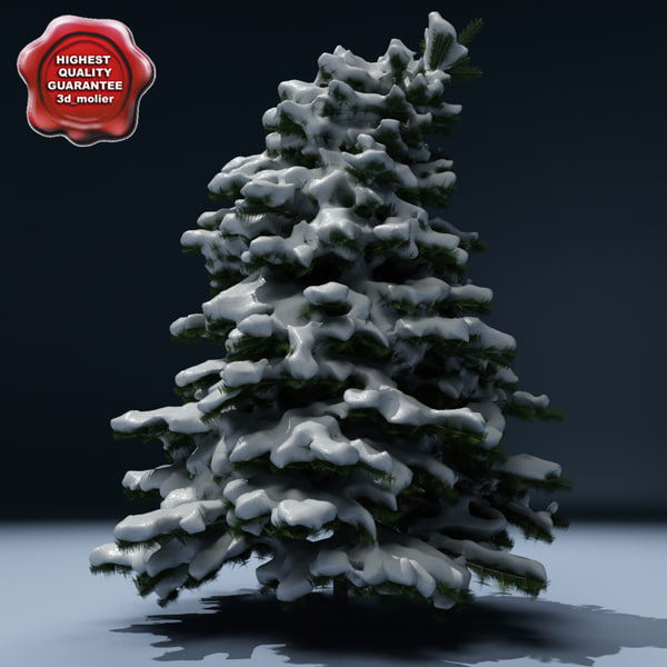 Fir tree snow winter snowtree covered snowy pine spruce branch conifer plant forest deciduous wood nature holiday christmas 3d model max 3ds