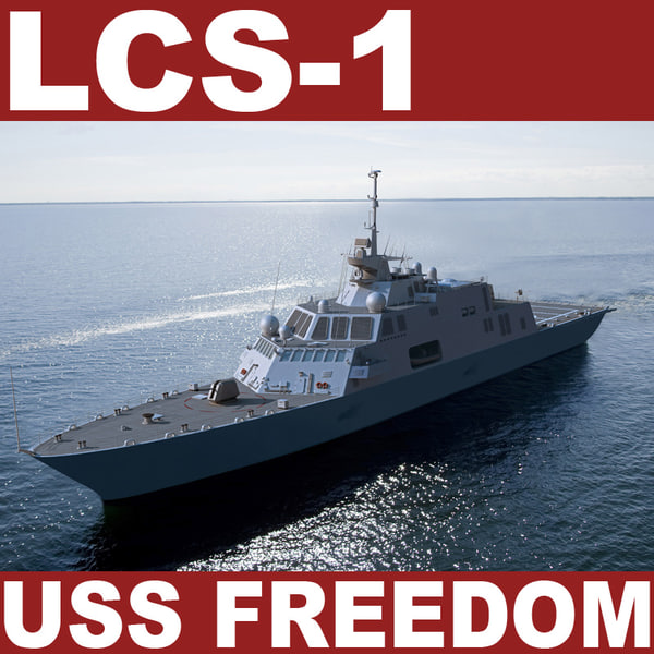 Littoral combat ship USS Freedom LCS-1 LCS 1 vessel boat battleship frigate future stealth sea destroyer US Navy warship missile 3d model max vray 3ds