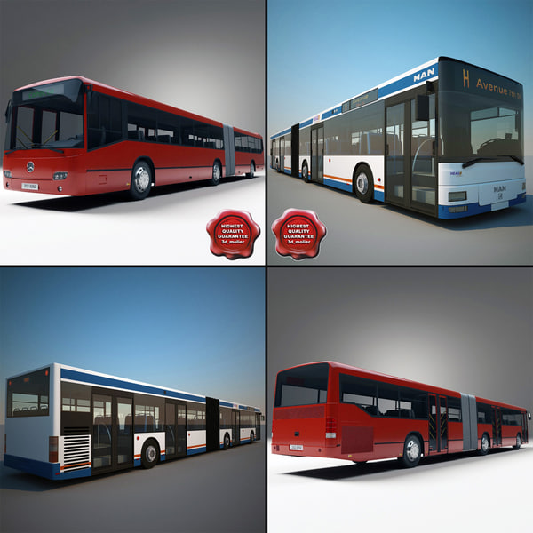 articulated buses bus 3d model