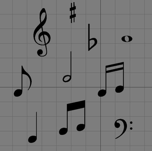 music notes 3d model