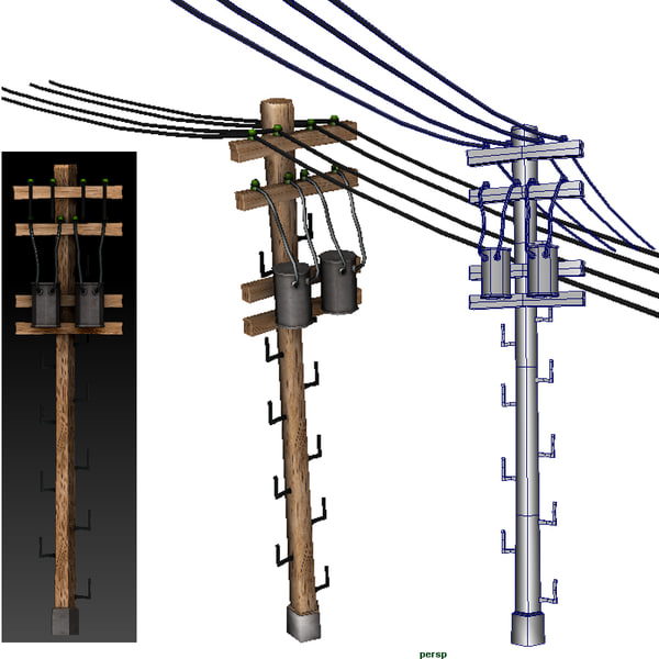 3dsmax telephone power lines pole