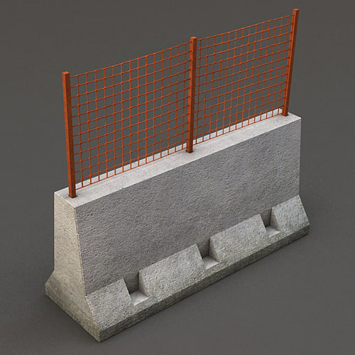 concrete barrier grid 3d model