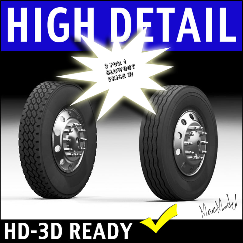 semi truck tire rim 3d model