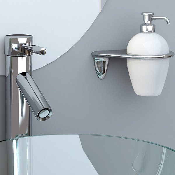 glass wash basin accessories 3d model