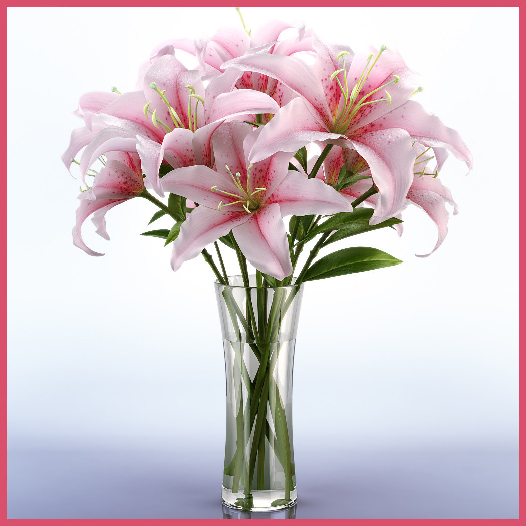 3d model of realistic lily vase
