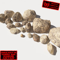 smooth rocks stones - 3d 3ds
