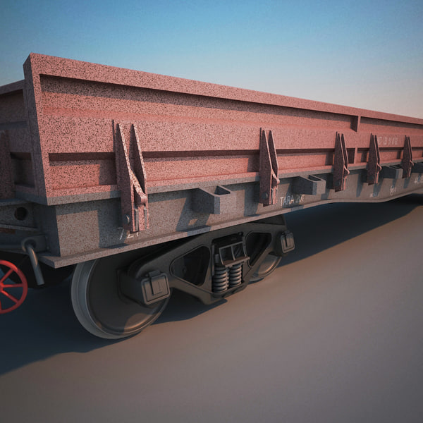 3d railroad train gondola v2 model