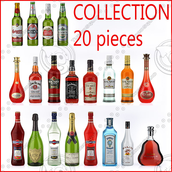 3d model bottles spirits