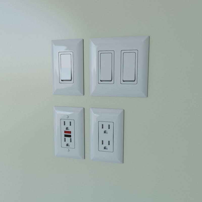 3d light switches power outlets