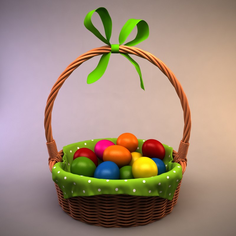 3d easter basket eggs model