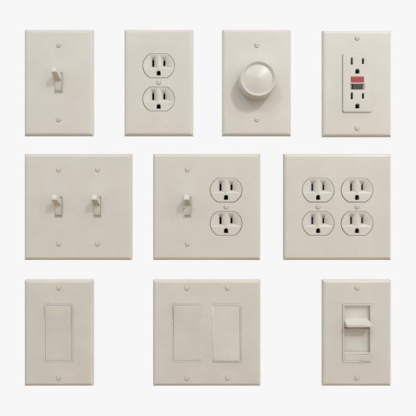 switches outlets 3d obj