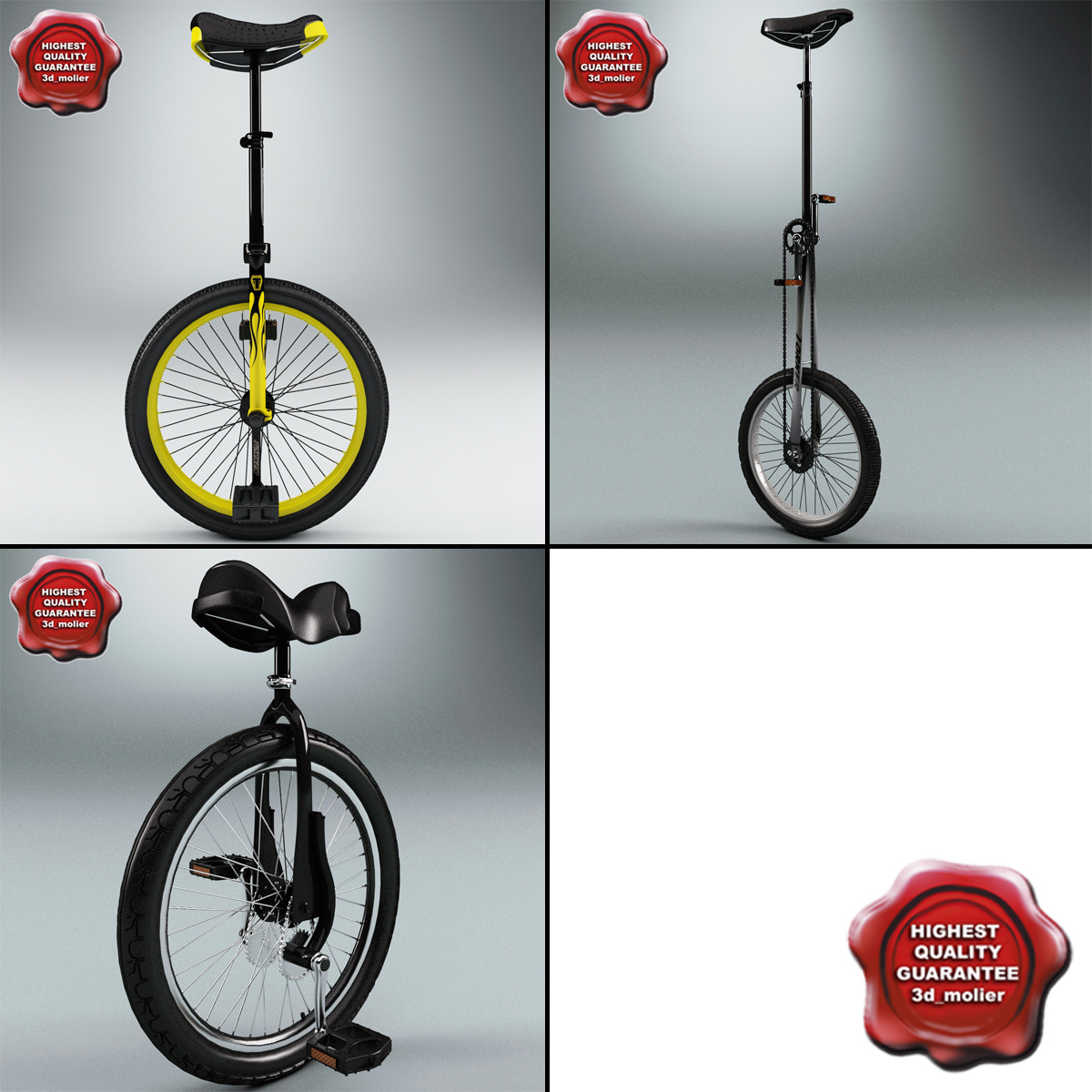 unicycles modelled 3d model