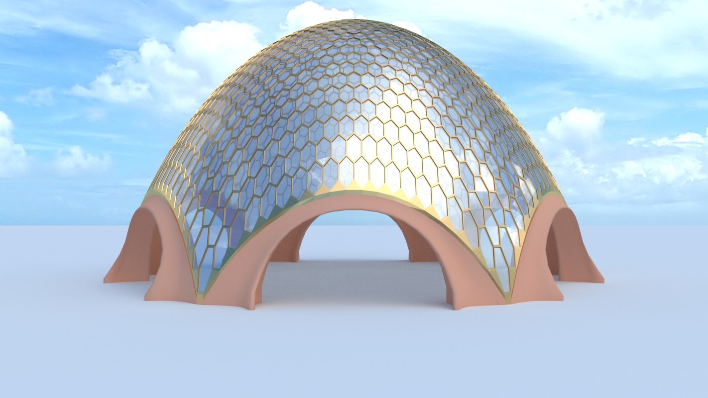 3ds max glass dome egg hexagon
