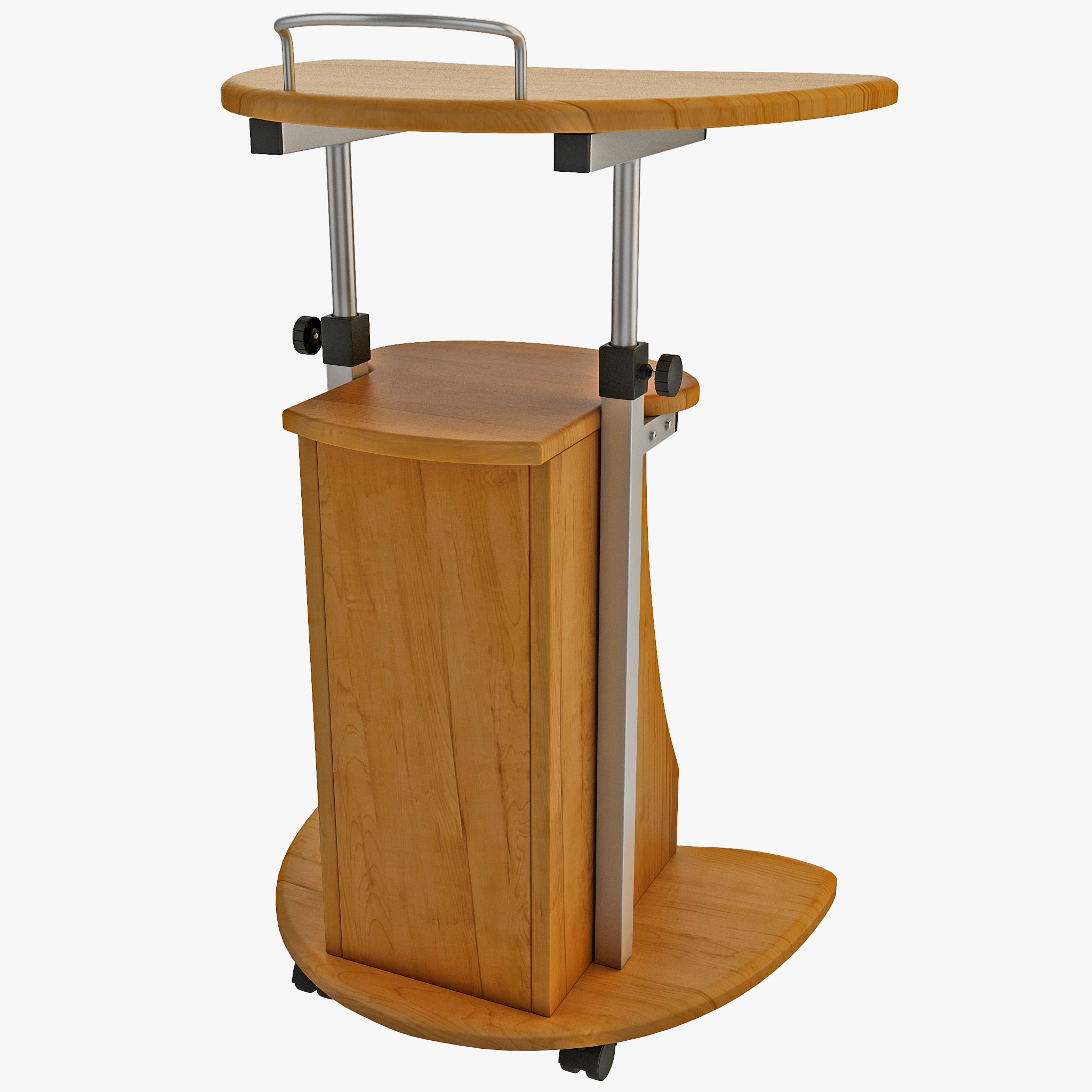 3d model wooden computer cart