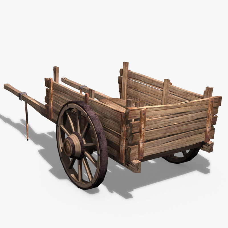 wooden cart obj
