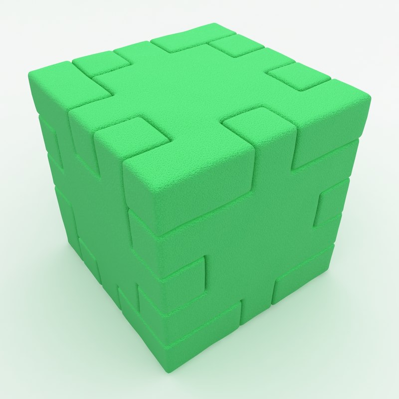 3d model realistic happy cube green