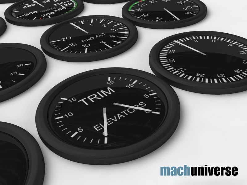 3d model gauges aircraft