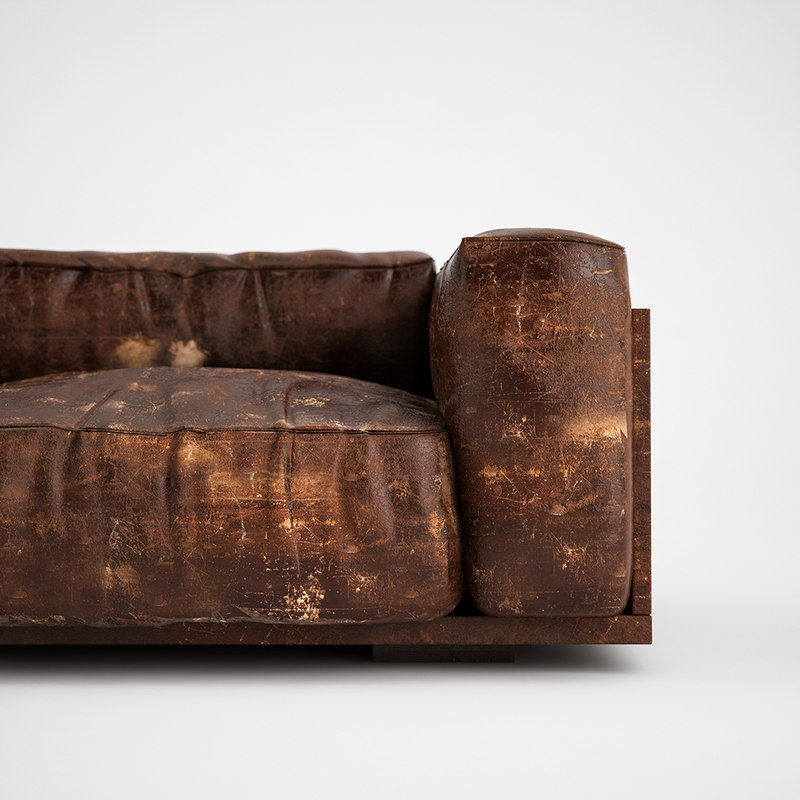 3ds max wrinkled leather sofa worn