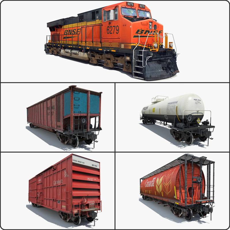 cargo train cars 3d model