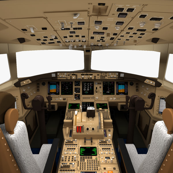 realistic boeing 777 cockpit 3d lwo