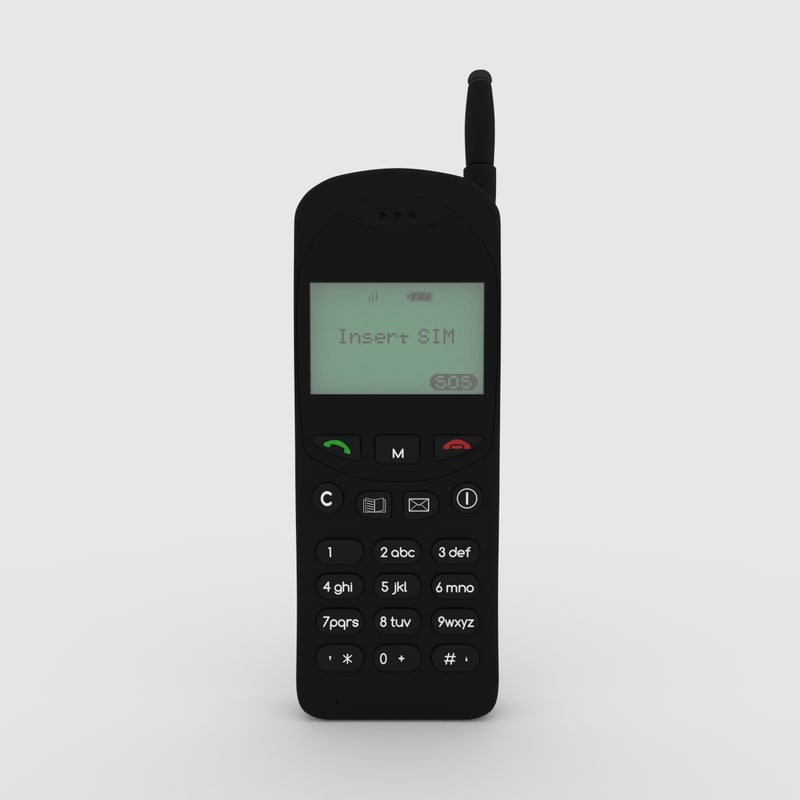 3d model retro old cellphone