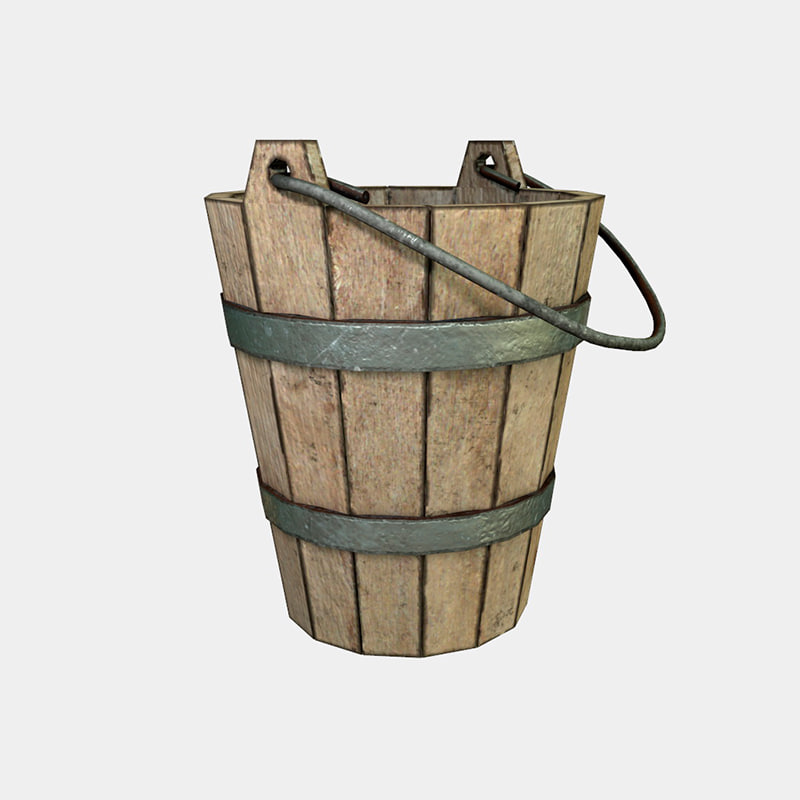 wooden old bucket obj free